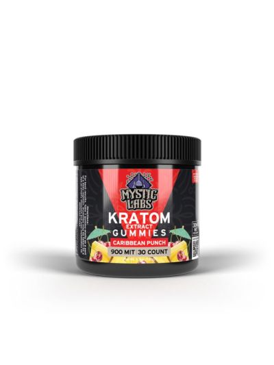 MYSTIC LABS CARIBBEAN PUNCH KRATOM GUMMIES - (30CT) 900MIT (6 pcs per box)
