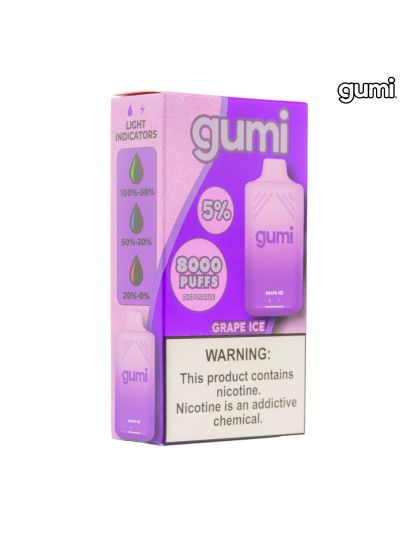 STNR GUMI Vape Nicotine Disposable 5% - GRAPE ICE - 5CT BOX
