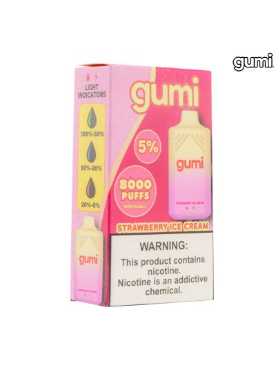 STNR Gumi Vape Nicotine Disposable 5% - Strawberry Ice Cream - 5ct box