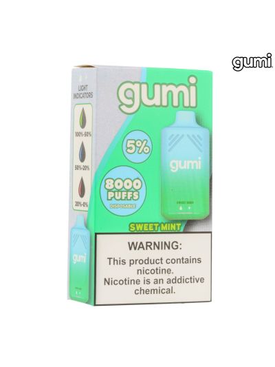 STNR Gumi Vape Nicotine Disposable 5% - Sweet Mint - 5ct box