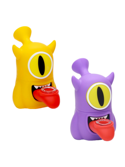 Mischievous Monster Silicone Waterpipe  - Blue (6 pc minimum order)