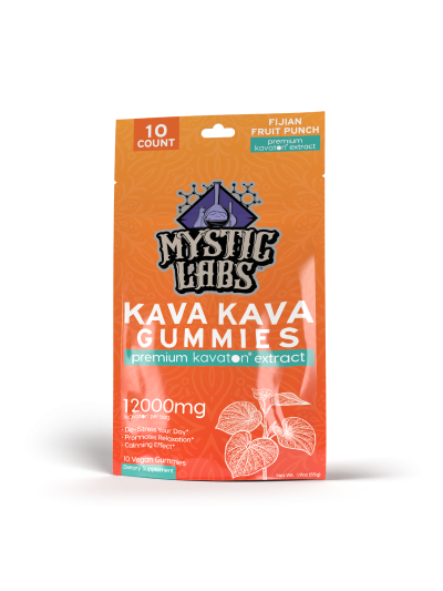 Mystic Labs Kava Gummies - 12000mg - 10ct Bag - Fijian Fruit Punch - 6 Count Display Box