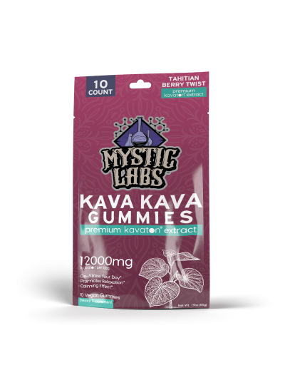 Mystic Labs Kava Gummies - 12000mg - 10ct Bag - Tahitian Berry Twist - 6 Count Display Box