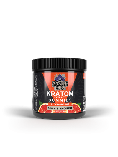 MYSTIC LABS BLOOD ORANGE KRATOM GUMMIES  - (30CT) 900MIT (6 jars per box)