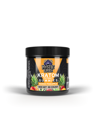 MYSTIC LABS MANGO PINEAPPLE KRATOM GUMMIES - (30CT) 900MIT (6 jars per box)