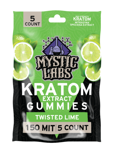 Mystic Labs Kratom Gummies - 150MIT -5Ct Bag - Lime - 6 Count Display Box (Not available for AR and IN stores)