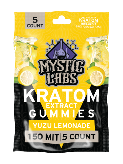 Mystic Labs Kratom Gummies - 150MIT - 5Ct Bag - Lemonade - 6 Count Display Box (Not available for AR and IN stores)